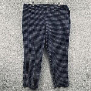 Talbots Womens Polka Dot Pants 20W Navy Stretch Pull On Classic Office Career